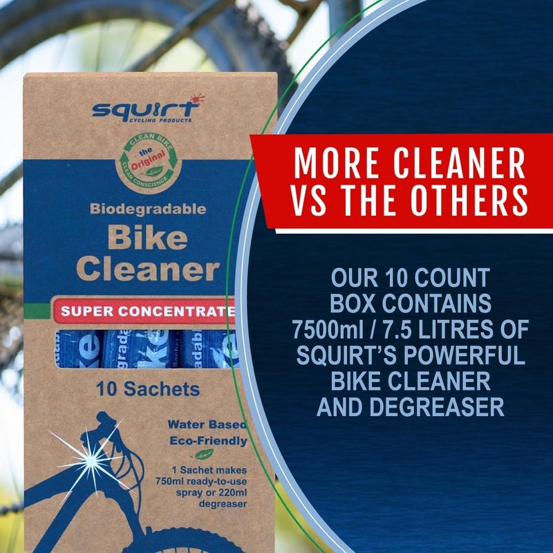 Squirt Bike Cleaner 30ml Super Concentrate Sachets - Biodegradeable Bike Chain Cleaner and Bike Degreaser for All Bike Parts - All Purpose Bike Cleaner for Bike Maintenance - Box of 10 - Image 3